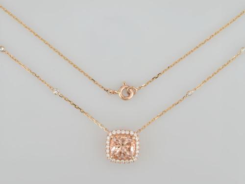 COLLIER OR ROSE 750/00 MORGANITE DIAMANT CM MG2.25 D0.30(28) G3.14