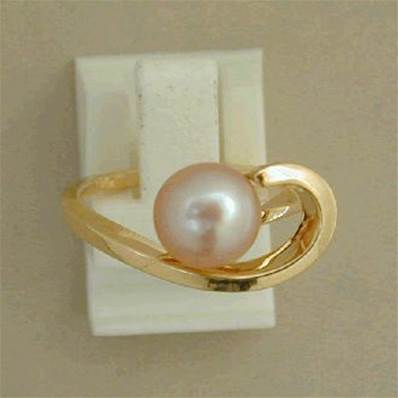 BAGUE OR JAUNE 750/00 PERLE DE CULTURE EAU DOUCE CHINE 7,5/8MM