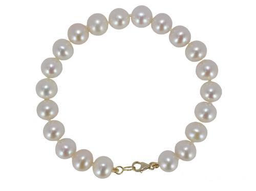 BRACELET OR JAUNE 750/00 0.34g EAU DOUCE CHINE 8/8,5MM SEMI-RONDE BLANCHE