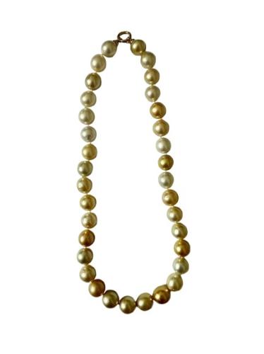 COLLIER OR JAUNE 750/00 1.20g MERS DU SUD PHILIPPINES 9/11,8MM SEMI-RONDE BLANC/GOLD