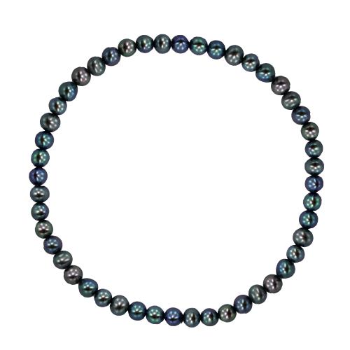 BRACELET ELASTIQUE EAU DOUCE CHINE 3,5/4MM SEMI-RONDE NOIRE