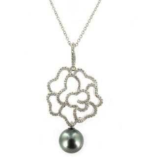 COLLIER ARGENT 925/00 7.20g MERS DU SUD TAHITI 9/10MM SEMI-RONDE 149 OXYDE BLANC