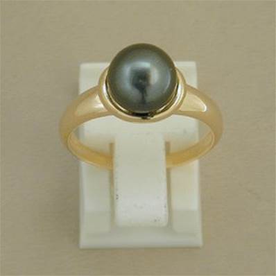 BAGUE OR JAUNE 750/00 PERLE DE CULTURE TAHITI 8/9MM