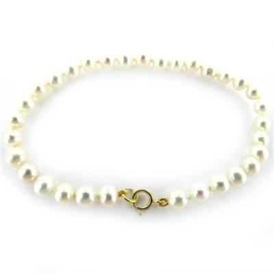 BRACELET OR JAUNE 375/00 PERLE DE CULTURE EAU DOUCE CHINE 5/5,5MM