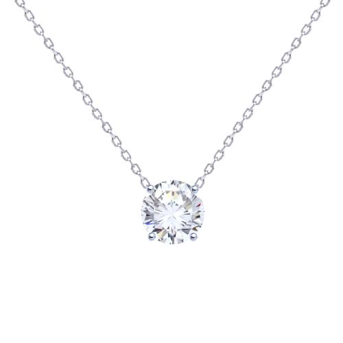 COLLIER ARGENT 925/00 1.51g 1 ZIRCON 0.30CT