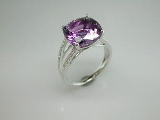 BAGUE ARGENT 925/00 T54 AMETHYSTE ZIRCON 