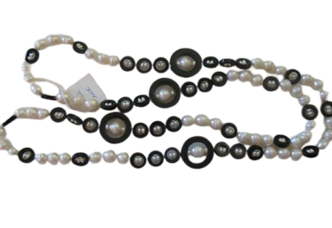 COLLIER EAU DOUCE CHINE 4/4,5MM/9,5/10MM BOUTON BLANCHE 41 AGATE