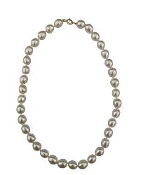 COLLIER OR JAUNE 750/00 0.44g EAU DOUCE CHINE 9/10MM GRAIN DE RIZ BLANCHE