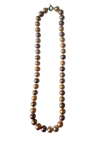 COLLIER OR GRIS 750/00 1.04g EAU DOUCE CHINE 8,5/9MM RONDE NATURELLE