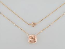 COLLIER OR ROSE 750/00 MORGANITE DIAMANT CM MG2.25 D0.30(28) G3.14