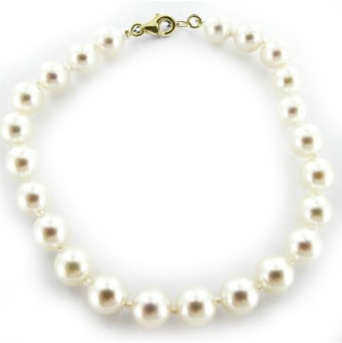 BRACELET OR JAUNE 750/00 0.55g AKOYA JAPON 6/6,5MM RONDE BLANCHE