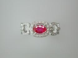 BAGUE ARGENT 925/00 T53  RUBIS ZIRCON OV6X4