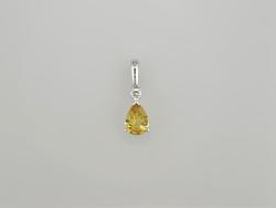 PENDENTIF OR GRIS 750/00 PENDENTIF OR GRIS 750/00 0.70g 1 DIAMANT 0.03CT 1 SAPHIR NATUREL JAUNE