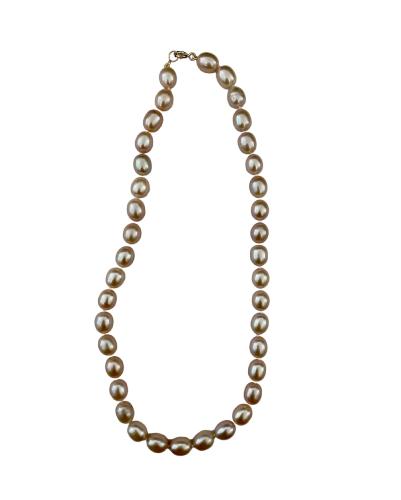 COLLIER OR JAUNE 750/00 EAU DOUCE CHINE 8/8,5MM GRAIN DE RIZ NATURELLE 0.44g