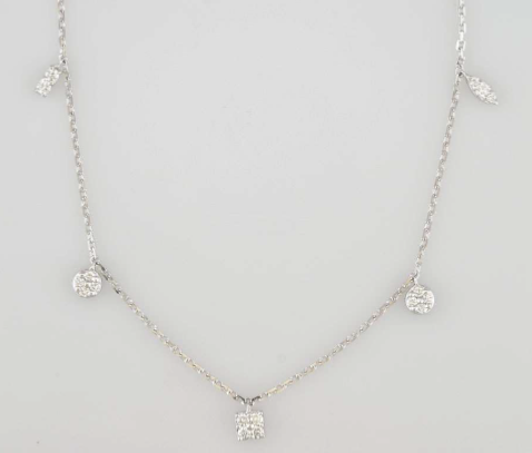 COLLIER OR GRIS 750/00 2.85g 17 DIAMANT 0.19