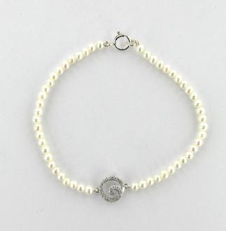 BRACELET ARGENT 925/00 0.52g EAU DOUCE CHINE 2,5/3MM RONDE BLANCHE 23 OXYDE BLANC 0.23CT