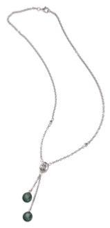 COLLIER ARGENT 925/00 10.30g MERS DU SUD TAHITI 9/10MM POIRE ARGENT TOPAZE