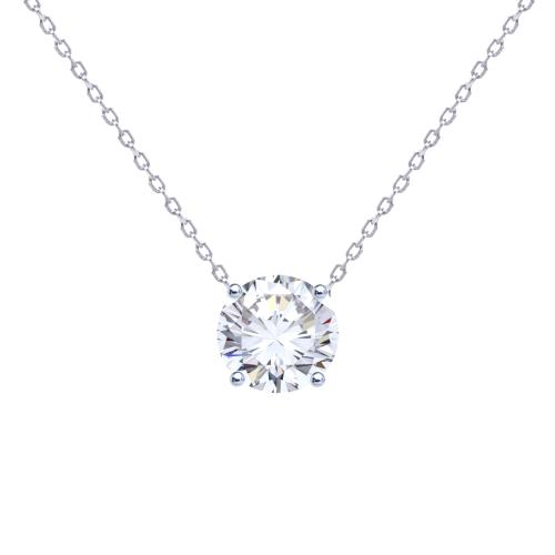 COLLIER ARGENT 925/00 1.51g 1 ZIRCON 0.50CT