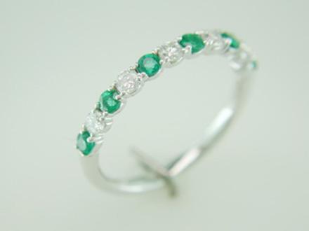 BAGUE OR GRIS 750/00 1.90g EMERAUDE VERT DIAMANT