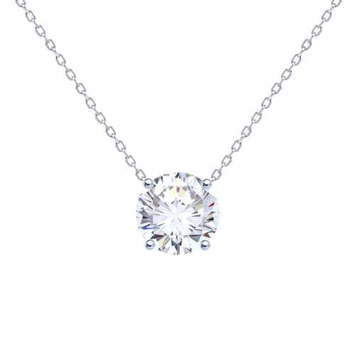 COLLIER ARGENT 925/00 1.51g 1 ZIRCON 0.60CT