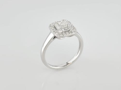 BAGUE OR GRIS 750/00 4.26g 0 DIAMANT T54