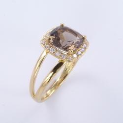 BAGUE ARGENT 925/00 QUARTZ FUME BRUN T54