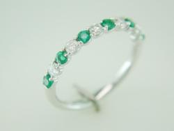 BAGUE OR GRIS 750/00 1.90g EMERAUDE VERT DIAMANT