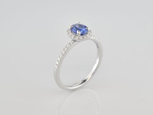 BAGUE OR GRIS 750/00 2.61g SAPHIR BLEU T54