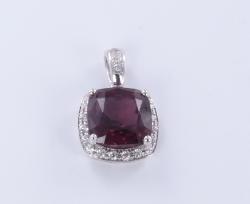 PENDENTIF ARGENT 925/00 RHODOLITE ZIRCON