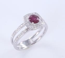 BAGUE ARGENT 925/00 T53 RUBIS RD4.5MM ZIRCON