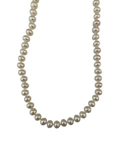 COLLIER OR JAUNE 750/00 0.60g EAU DOUCE CHINE 7/7,5MM BOUTON ROND BLANC