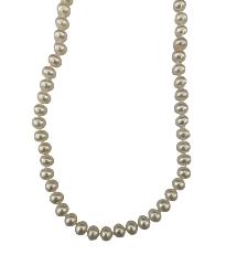 COLLIER OR JAUNE 750/00 0.60g EAU DOUCE CHINE 7/7,5MM BOUTON ROND BLANC