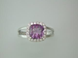 BAGUE ARGENT 925/00 T54 AMETHYSTE ZIRCON