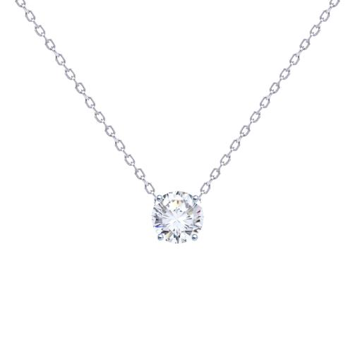 COLLIER ARGENT 925/00 1.51g 1 ZIRCON 0.10CT