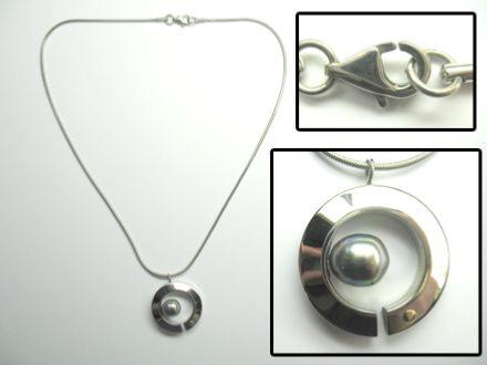 COLLIER OR/ACIER 750/00 0.05g MERS DU SUD TAHITI 10/11MM CERCLEE OR/ACIER