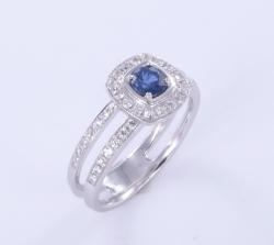 BAGUE ARGENT 925/00 T53 SAPHIR ZIRCON RD4.5MM