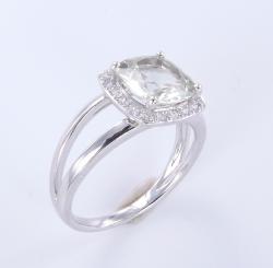 BAGUE ARGENT 925/00 ZIRCON QUARTZ VERT T54